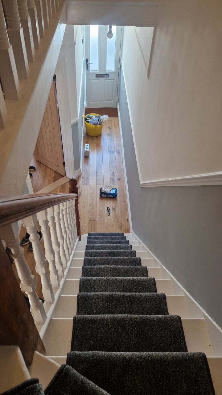 Hallway with two tone divided by dado rail